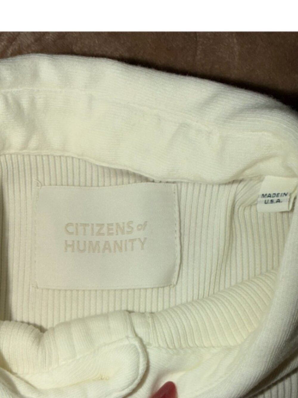 CITIZENS OF HUMANITY - Ribbed jersey polo shirt cream color, Size S - Picture 7 of 10